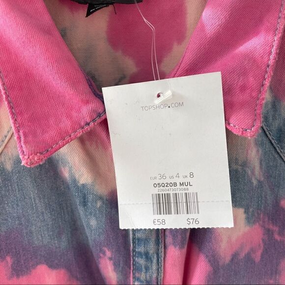 TOPSHOP NWT Unique Tie Dye Cutoff Vest Jacket Top 4 Small - Picture 9 of 10